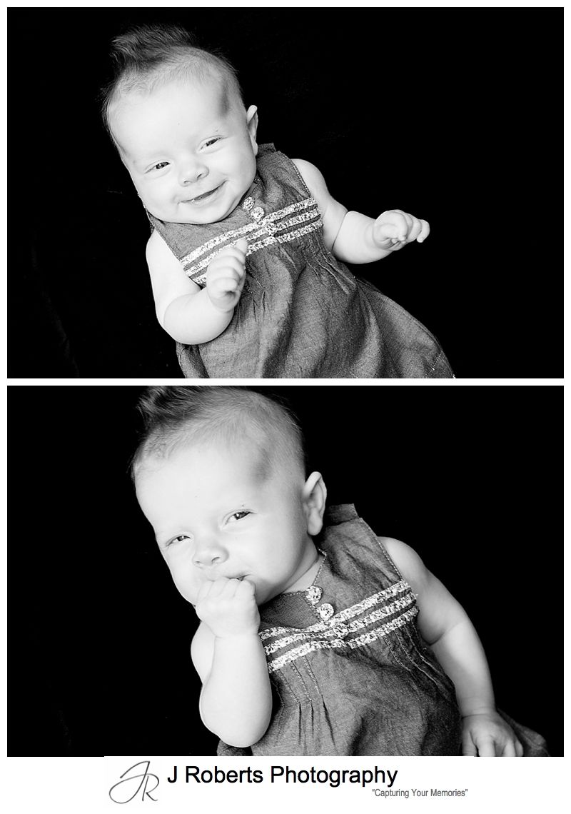 B&W portraits of a laughing little girl - sydney baby photography